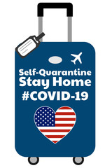 Self quarantine and and social distancing concept. Stay home. COVID-19 coronavirus. Template for background, banner, poster with text inscription. Vector EPS10 illustration.