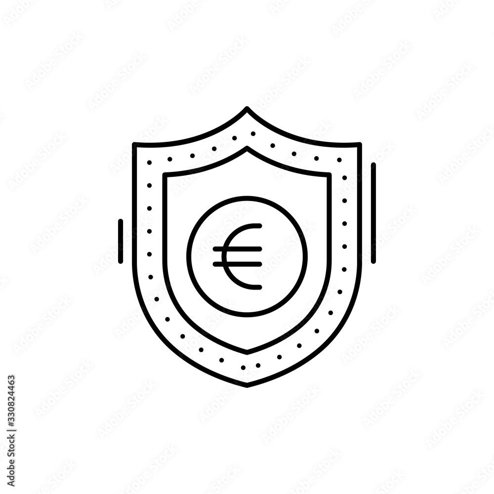 Poster shield, euro, finance icon. simple line, outline vector elements of business and finance icons for u