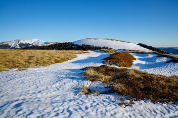 Discover beautiful Romanian Mountains.- Winter landscape.