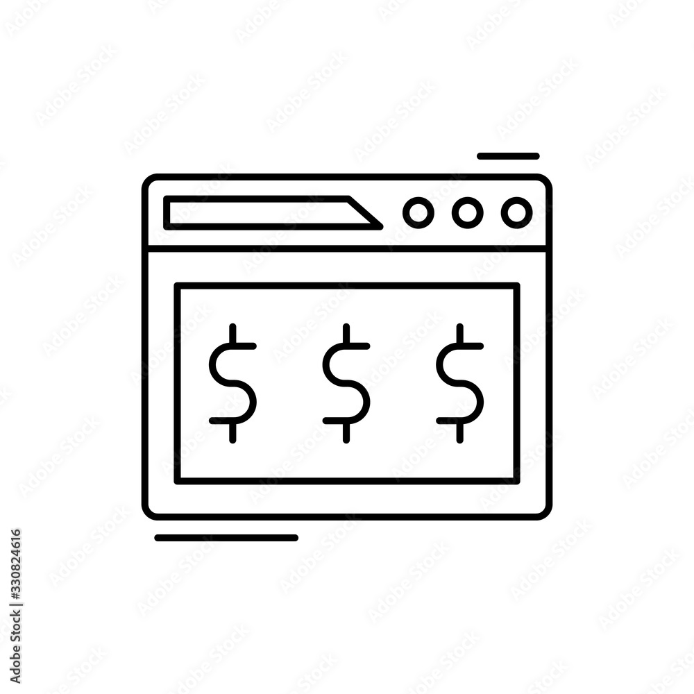 Poster online banking, web page, dollar icon. simple line, outline vector elements of business and finance 