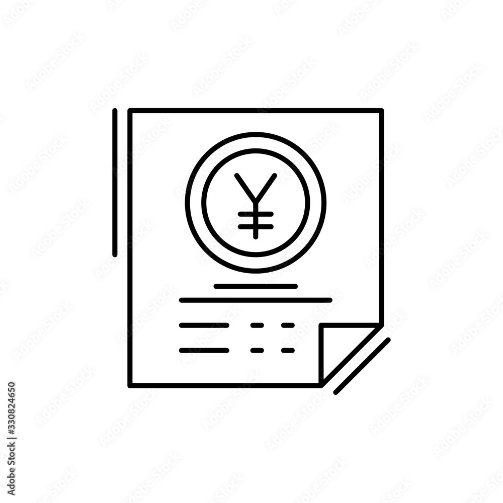 Poster file, yen yuan, finance icon. simple line, outline vector elements of business and finance icons for
