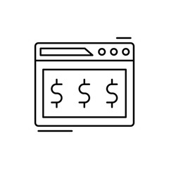 Online banking, web page, dollar icon. Simple line, outline vector elements of business and finance icons for ui and ux, website or mobile application