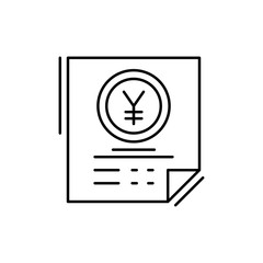 File, Yen Yuan, finance icon. Simple line, outline vector elements of business and finance icons for ui and ux, website or mobile application