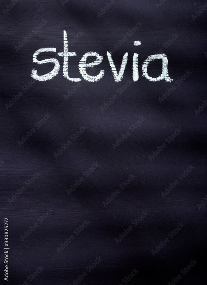 Wall mural in horizontal format written the word stevia - stevia rebaudiana