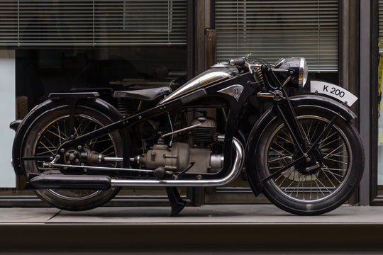 BERLIN - MAY 10, 2015: Vintage motorcycle Zuendapp K200, 1933. The 28th Berlin-Brandenburg Oldtimer Day