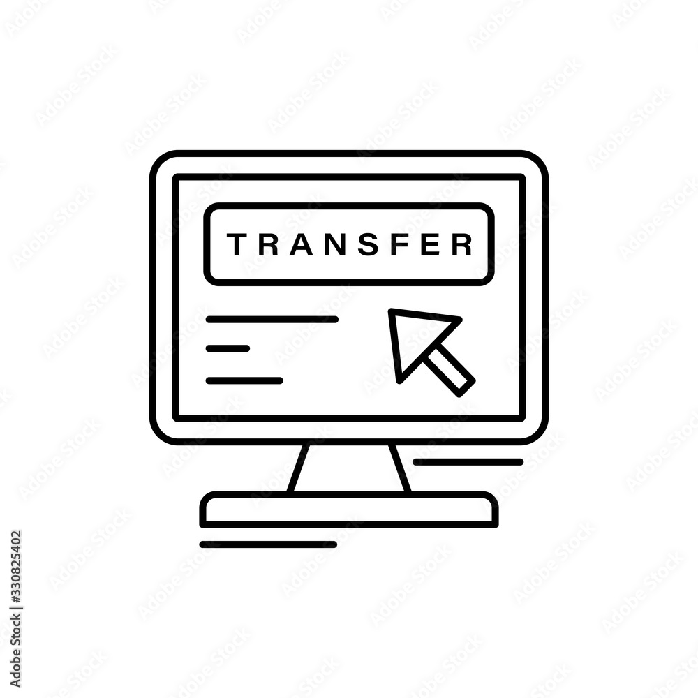 Poster online transfer, monitor, finance icon. simple line, outline vector elements of business and finance