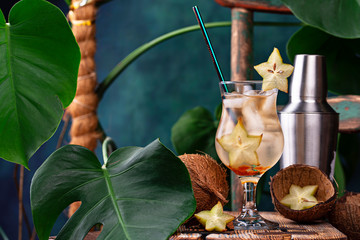 Tropical cocktail with carambola