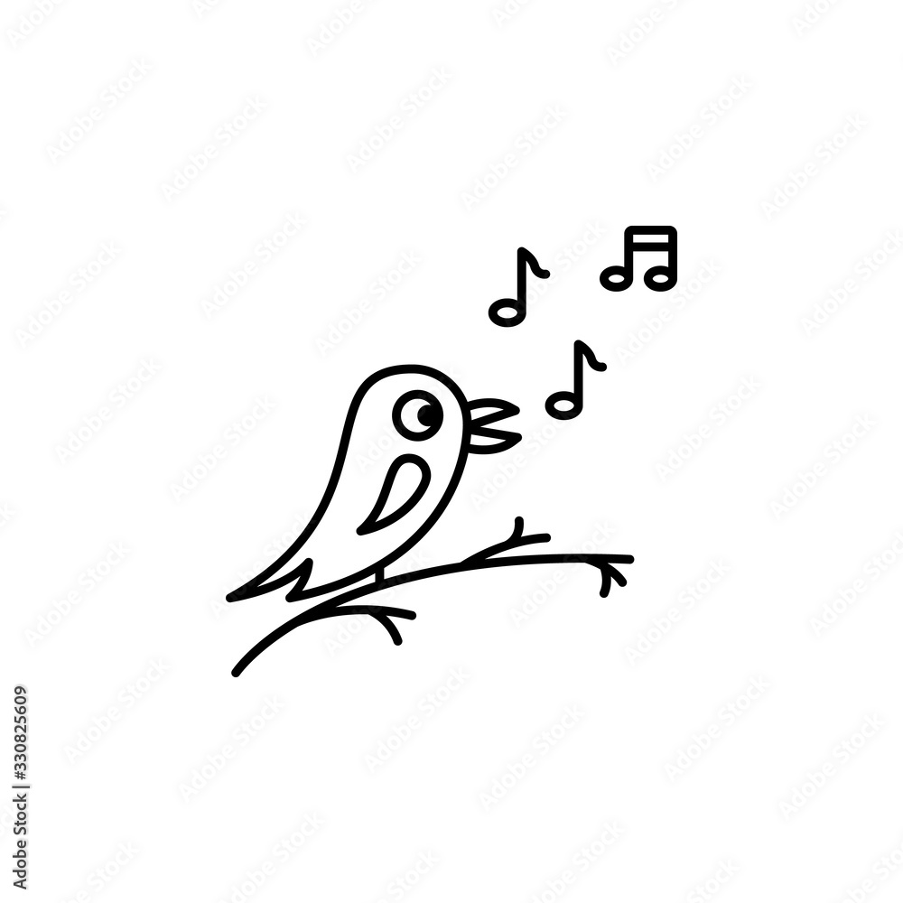 Poster bird, singing icon. simple line, outline vector elements of spring icons for ui and ux, website or m