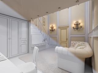 3d render of interior design of a girls bedroom in a private house