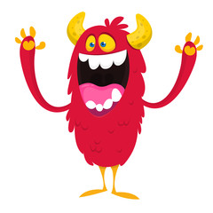 Funny cartoon monster. Vector Halloween illustration.