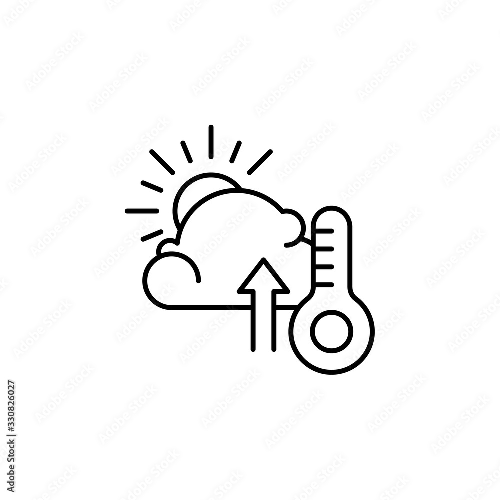 Poster cloud, sun, thermometer, warming icon. simple line, outline vector elements of spring icons for ui a