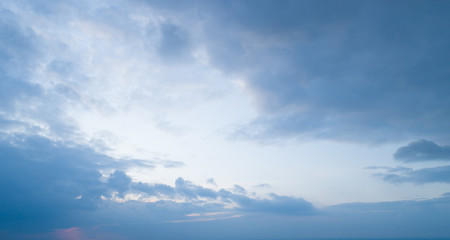 Beautiful sky with stretched clouds during twilight.