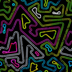 music geometric seamless pattern with grunge effect