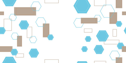 Seamless pattern from rectangles and hexagons. Cropped shapes. Vector illustration.