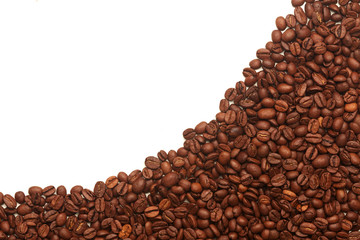 roasted coffee beans on a white background, roasted arabica, grains of arabica, grains of rabusta, coffee beans texture, white background, arabica on a white background, rabusta on a white background
