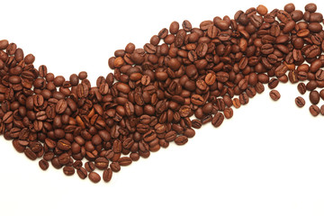 roasted coffee beans on a white background, roasted arabica, grains of arabica, grains of rabusta, coffee beans texture, white background, arabica on a white background, rabusta on a white background