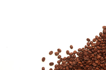roasted coffee beans on a white background, roasted arabica, grains of arabica, grains of rabusta, coffee beans texture, white background, arabica on a white background, rabusta on a white background