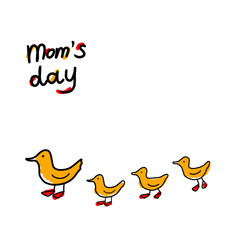 Duck mom with children and lettering Mom's day