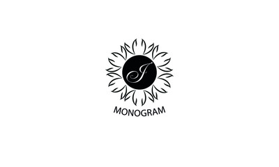 Floral monogram with letter J. Exquisite business logo, restaurant, royalty, boutique, cafe, hotel logo template.