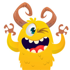 Funny cartoon monster. Vector Halloween illustration.