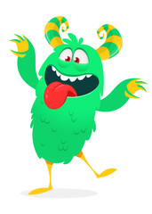 Funny cartoon monster. Vector Halloween illustration.