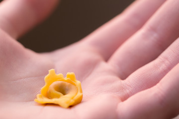 tortellino in the palm of the hand