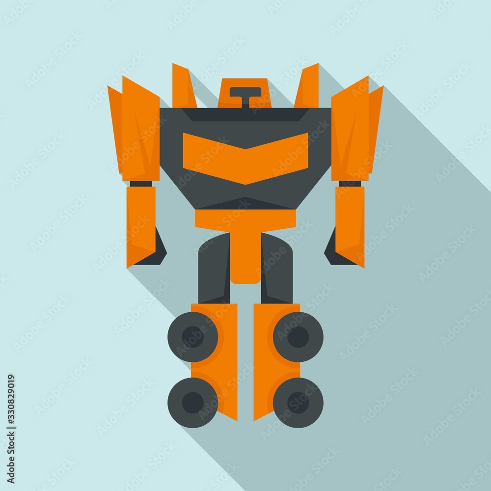 Sticker Fantasy robot transformer icon. Flat illustration of fantasy robot transformer vector icon for web design