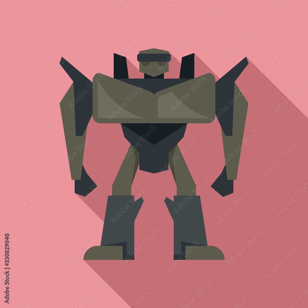 Poster futuristic robot transformer icon. flat illustration of futuristic robot transformer vector icon for