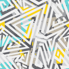 Grunge maze seamless pattern