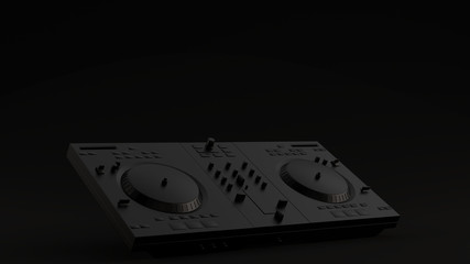 Black DJ Decks Angled  Black Background 3d illustration 3d render	