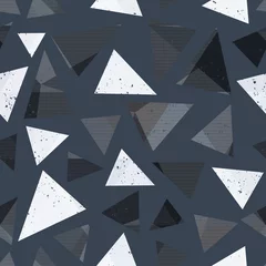 Tapeten Dreieck Nahtloses Muster des grauen Dreiecks mit Schmutzeffekt