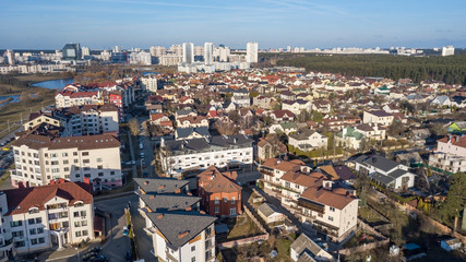 Fototapeta na wymiar Areal view of Minsk residential area on a sunny day.