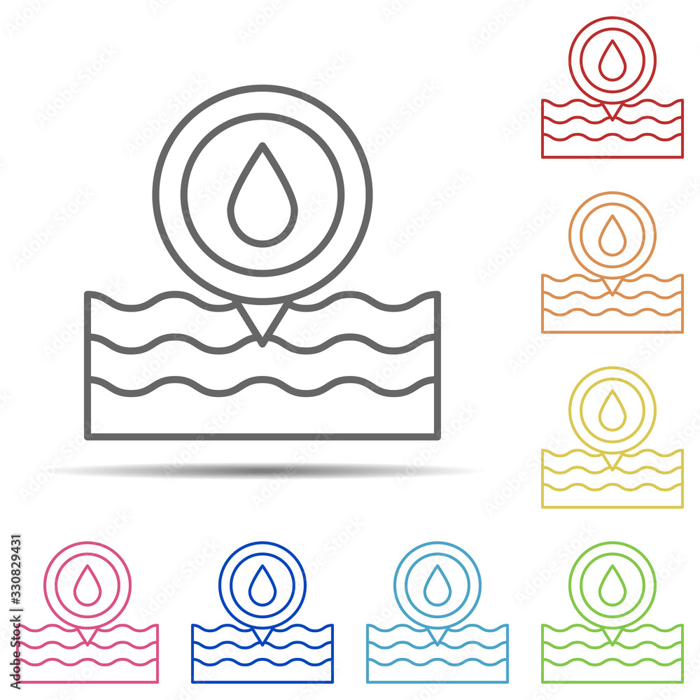 Poster humidity in the pool multi color icon. element of swimming poll thin line icon on white background