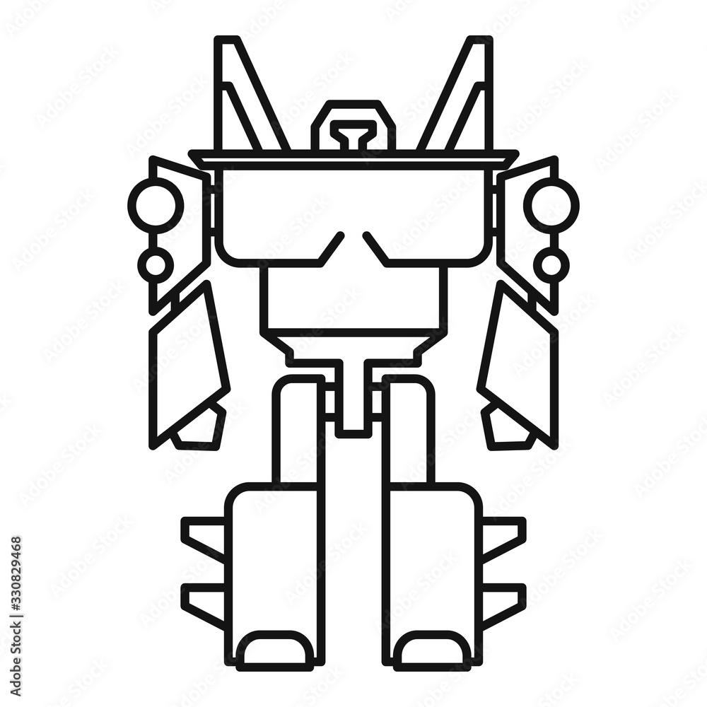Poster soldier robot transformer icon. outline soldier robot transformer vector icon for web design isolate