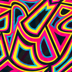 graffiti geometric seamless pattern