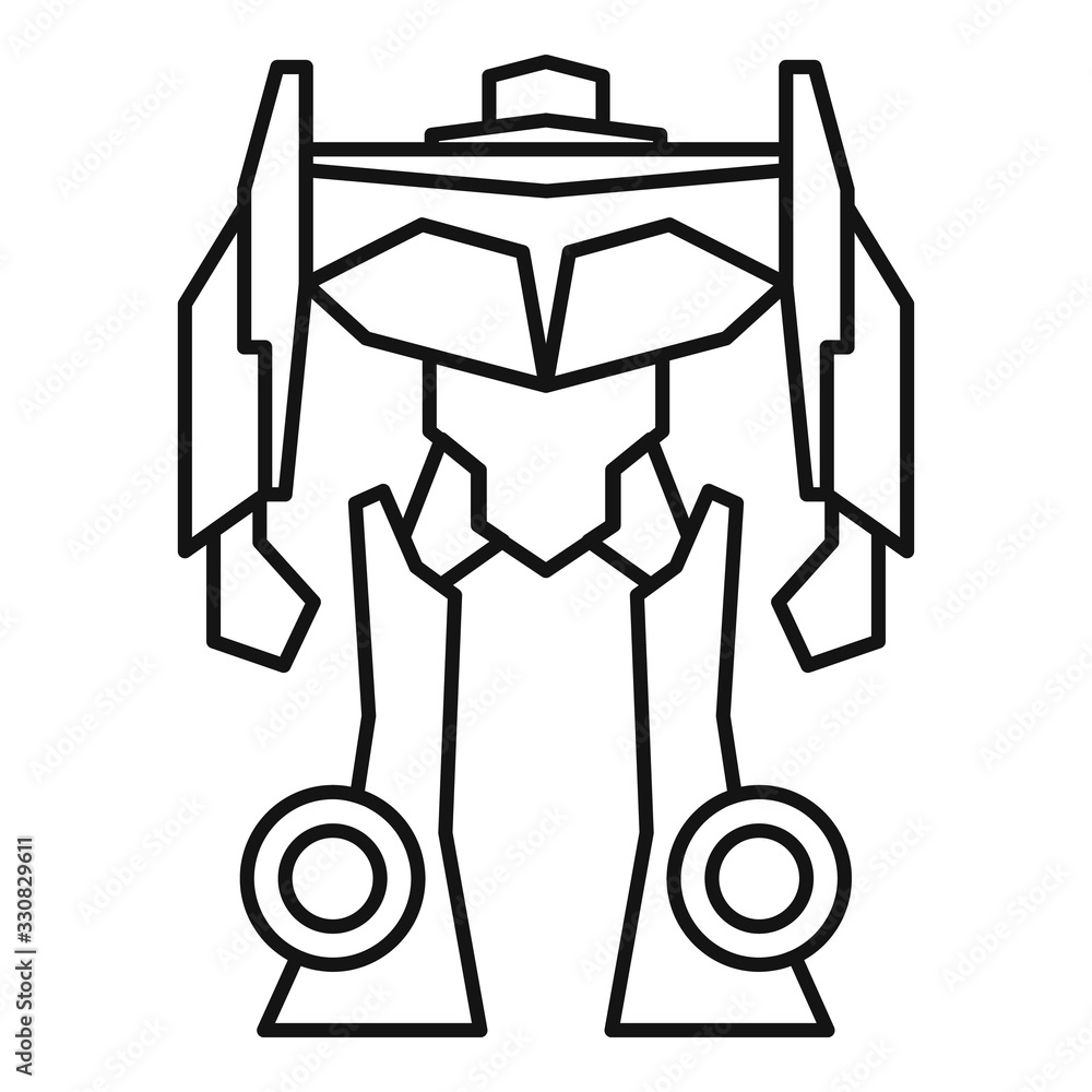 Poster fear robot transformer icon. outline fear robot transformer vector icon for web design isolated on w