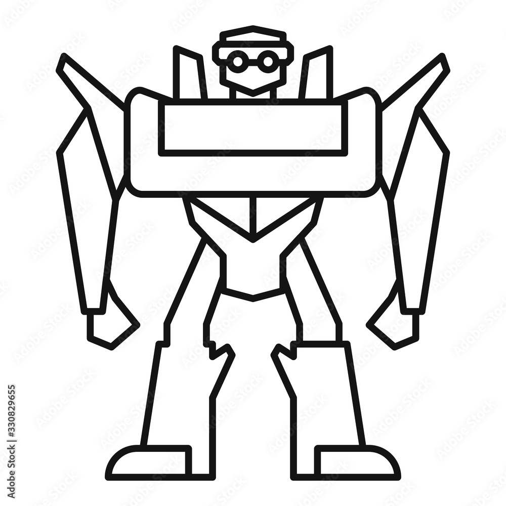 Poster toy robot transformer icon. outline toy robot transformer vector icon for web design isolated on whi