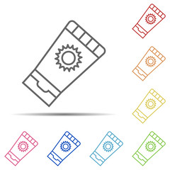Sunscreen multi color icon. Element of swimming poll thin line icon on white background