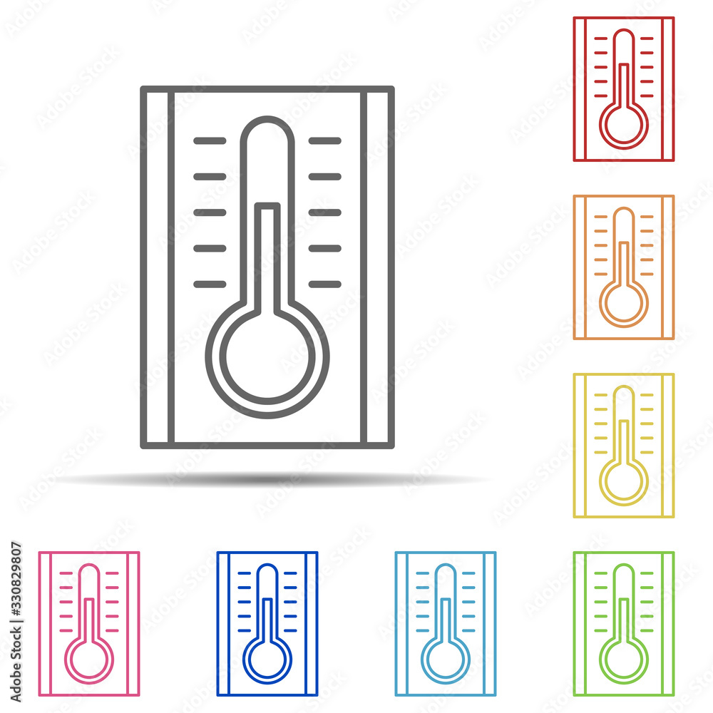 Poster thermometer multi color icon. element of swimming poll thin line icon on white background
