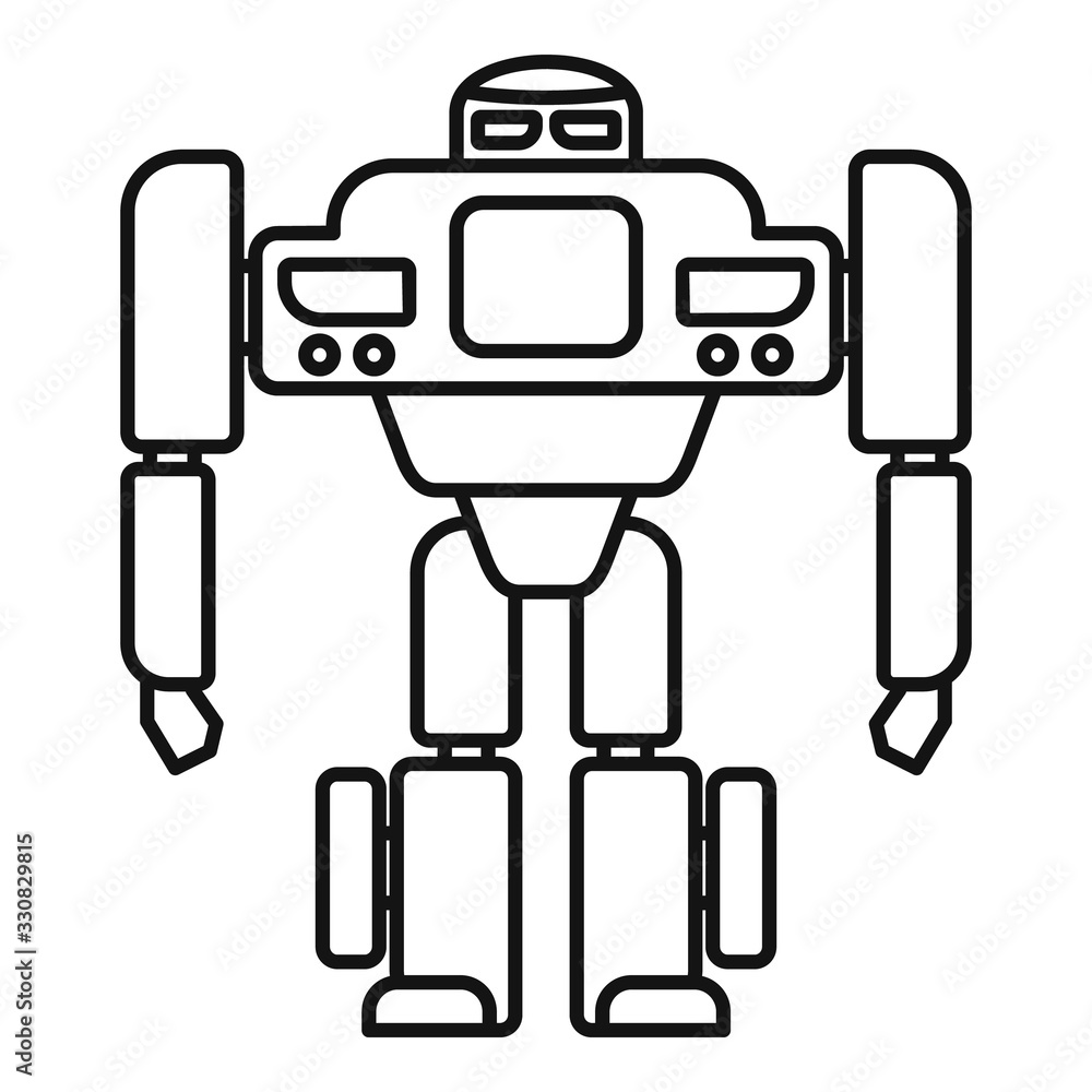 Poster computer robot transformer icon. outline computer robot transformer vector icon for web design isola