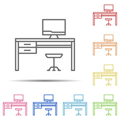 work table multi color icon. Element of workplace icon on white background
