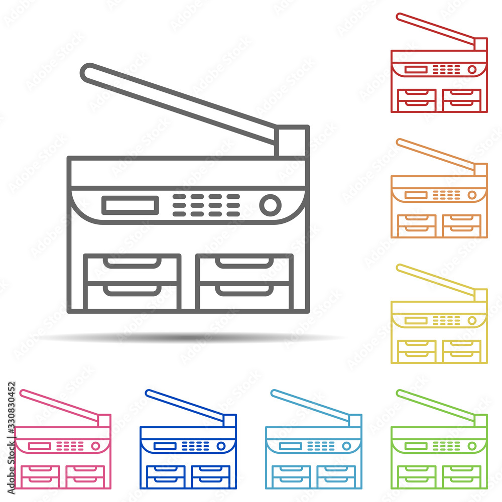 Poster copy machine multi color icon. element of workplace icon on white background