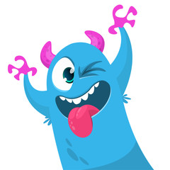 Funny cartoon monster. Vector Halloween illustration.