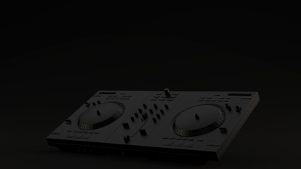 Fototapeta premium Black DJ Decks Angled Black Background 3d illustration 3d render 