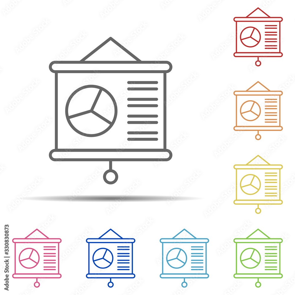 Poster presentation multi color icon. element of workplace icon on white background