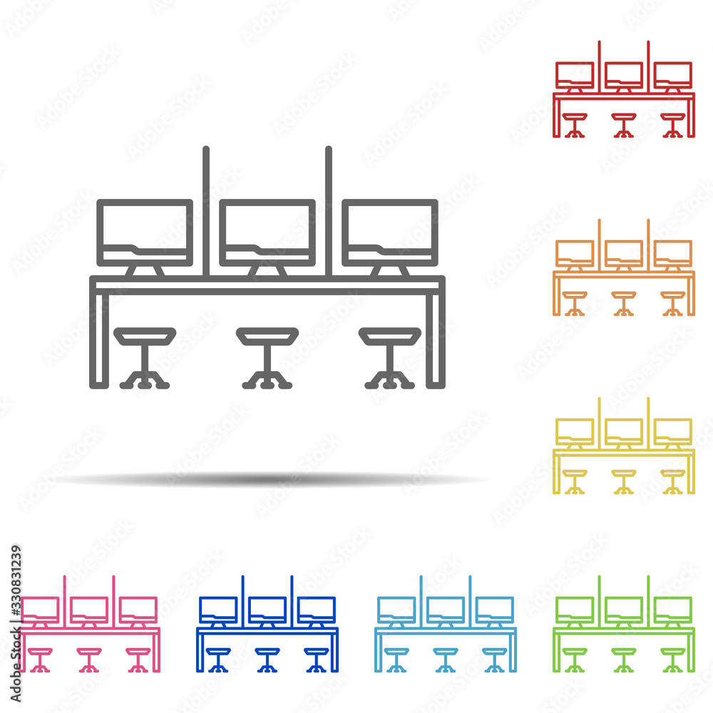 Aufkleber work table multi color icon. element of workplace icon on white background