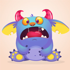 Funny cartoon monster. Vector Halloween illustration.