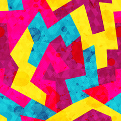 bright geometric seamless pattern with grunge effect