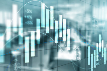 Stock exchange background. Abstract finance wallpaper. Blurred Traders Office.