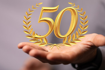 50 years anniversary celebration logotype with elegant celebration.